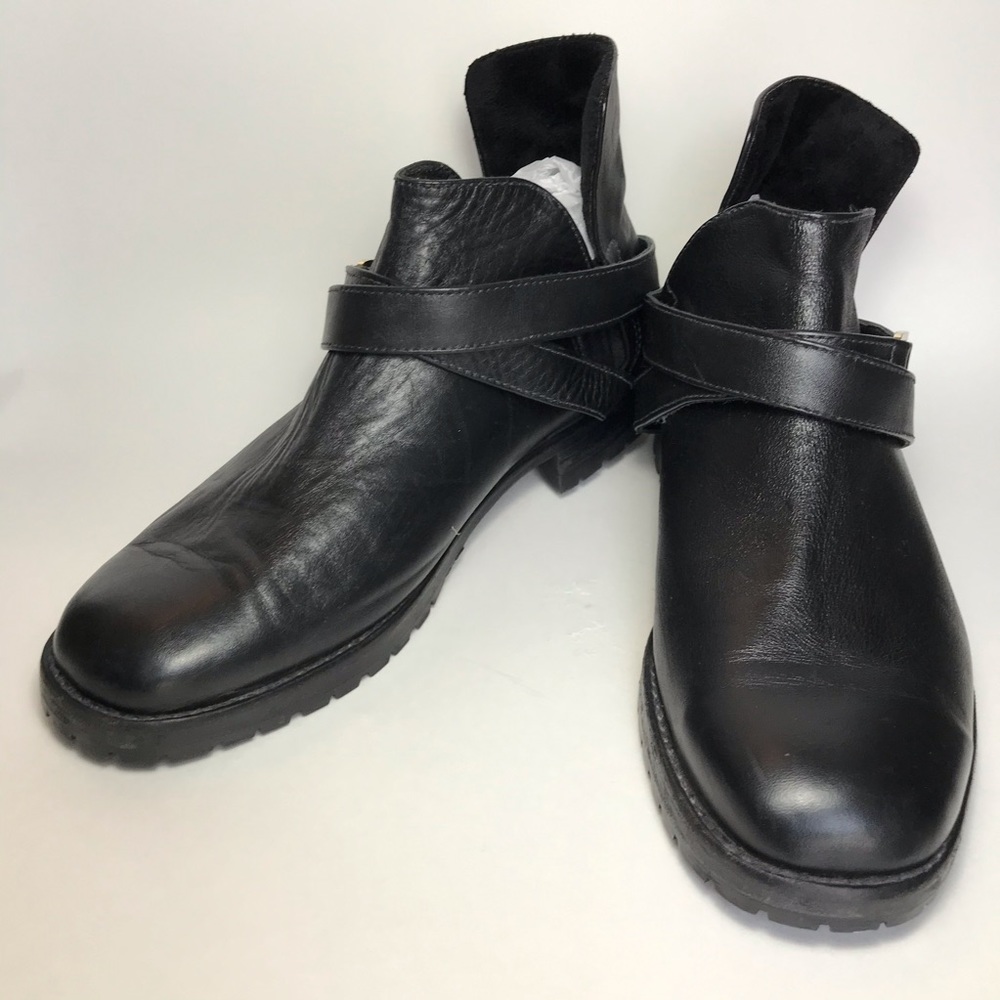 Newbark Leather Cross Strap Ankle Boots- Size 8.5